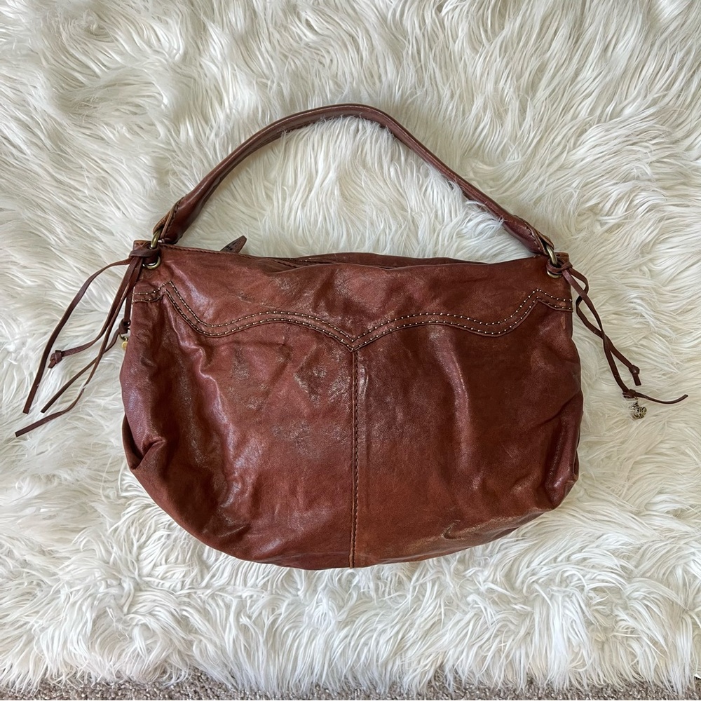 Lucky Brand 90s Crescent Slouch Leather Bag in Dark Brown / British Tan 🍀